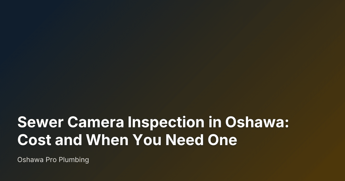 Sewer Camera Inspection in Oshawa: Cost and When You Need One — Oshawa Pro Plumbing